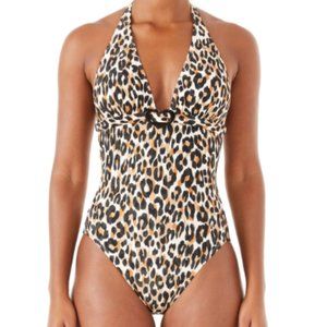 Kate Spade New York Leopard Halter One-Pece Swimsuit Size XS (Extra Small)